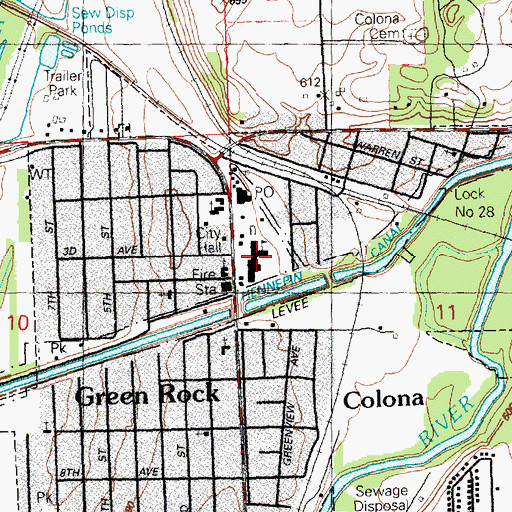 Topographic Map of Colona Grade School, IL