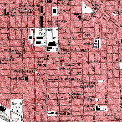 Topographic Map of Columbus Elementary School, IL