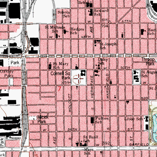 Topographic Map of Cornell Square Park, IL