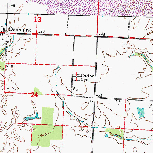 Topographic Map of Cotton Cemetery, IL