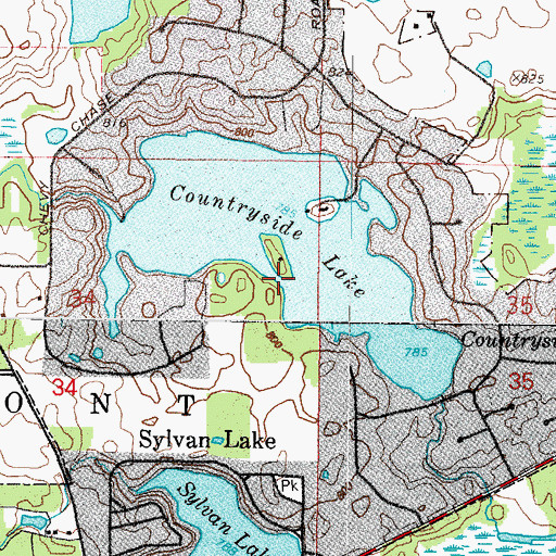 Topographic Map of Countryside Lake, IL