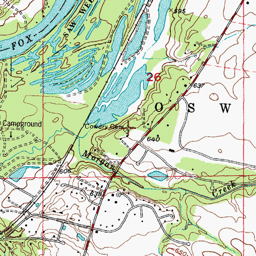 Topographic Map of Cowdrey Cemetery, IL