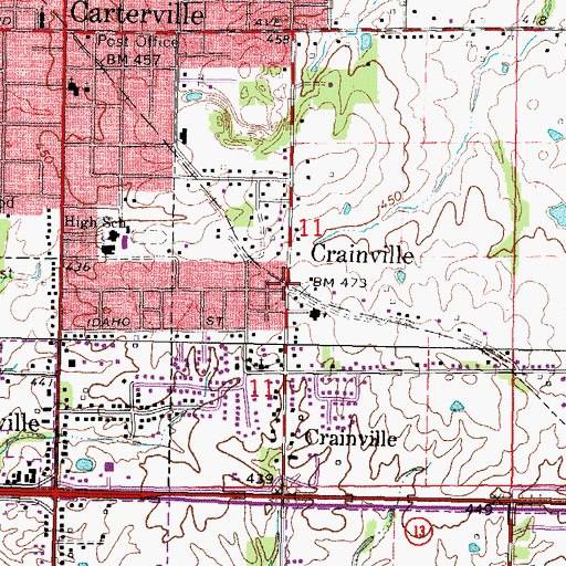 Topographic Map of Crainville, IL
