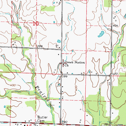 Topographic Map of Creek Nation Church, IL