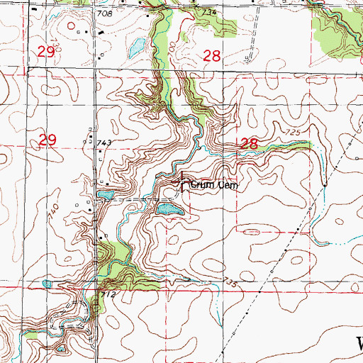 Topographic Map of Crum Cemetery, IL