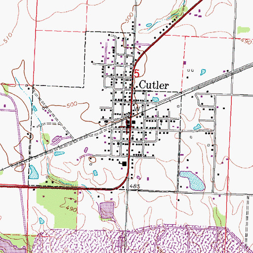 Topographic Map of Cutler, IL