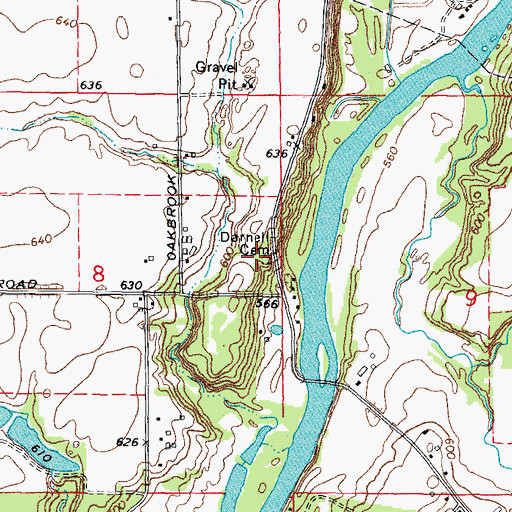 Topographic Map of Darnell Cemetery, IL