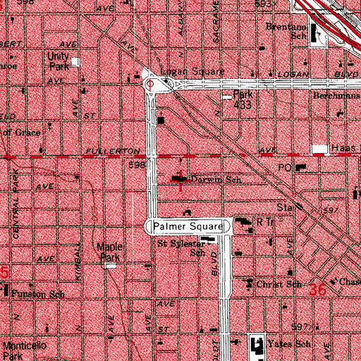 Topographic Map of Darwin Elementary School, IL
