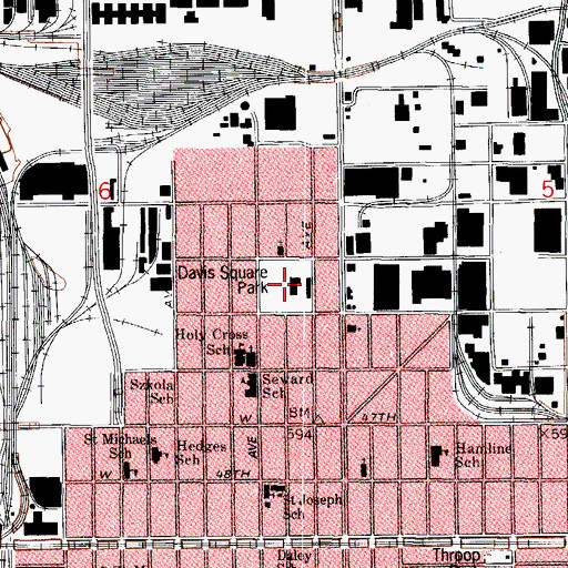 Topographic Map of Davis Square Park, IL