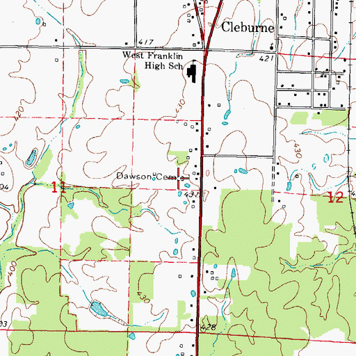 Topographic Map of Dawson Cemetery, IL
