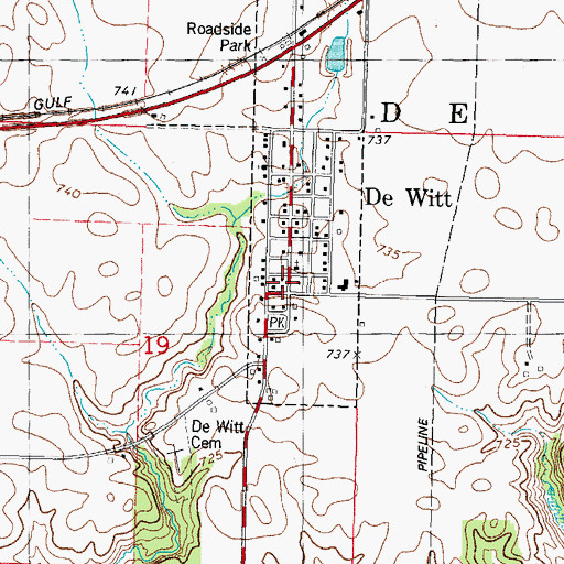 Topographic Map of De Witt, IL