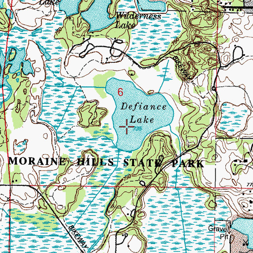 Topographic Map of Defiance Lake, IL