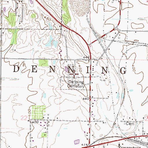 Topographic Map of Denning Cemetery, IL