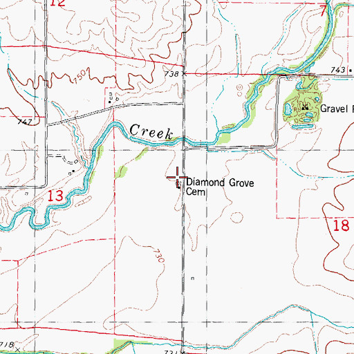 Topographic Map of Diamond Grove Church (historical), IL