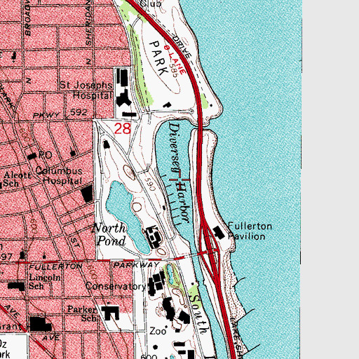 Topographic Map of Diversey Harbor, IL