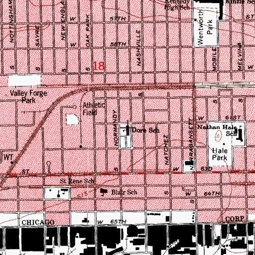 Topographic Map of Dore Elementary School, IL