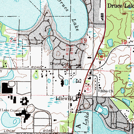 Topographic Map of Druce Cemetery, IL