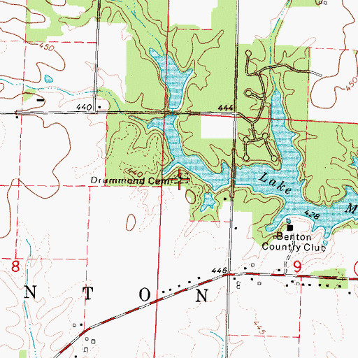 Topographic Map of Drummond Cemetery, IL