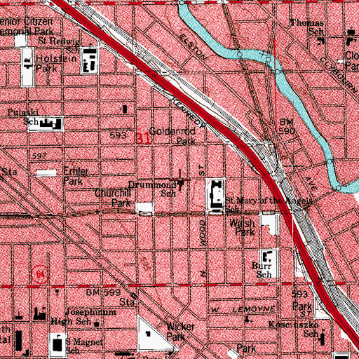 Topographic Map of Drummond Elementary School, IL