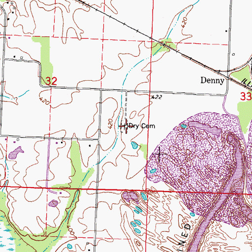 Topographic Map of Dry Cemetery, IL
