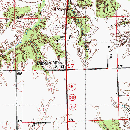 Topographic Map of Duncan Mills School (historical), IL