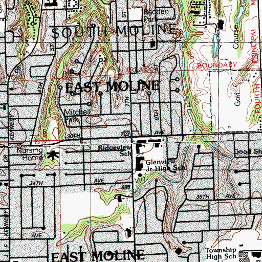 Topographic Map of East Moline, IL