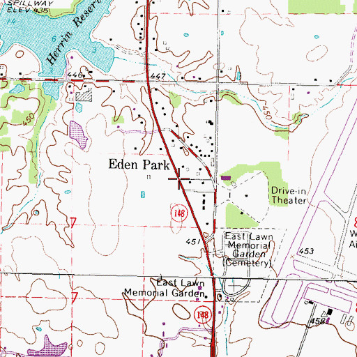Topographic Map of Eden Park, IL