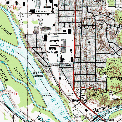 Topographic Map of Edison Junior High School, IL