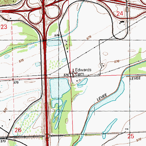 Topographic Map of Dana Edwards Cemetery, IL