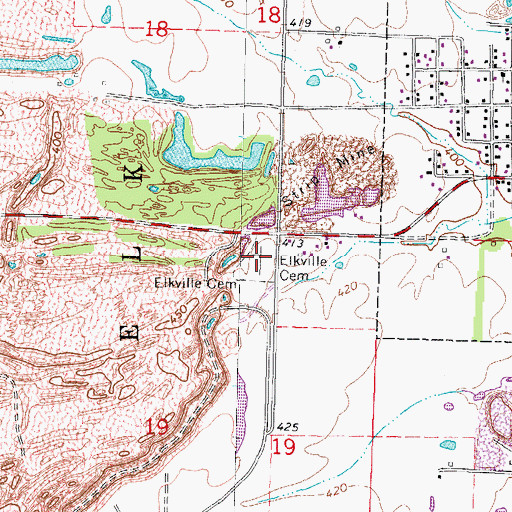 Topographic Map of Elkville Cemetery, IL
