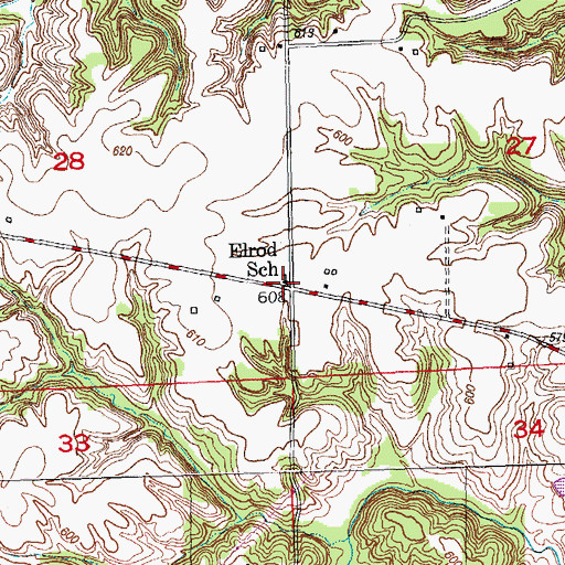 Topographic Map of Elrod School (historical), IL