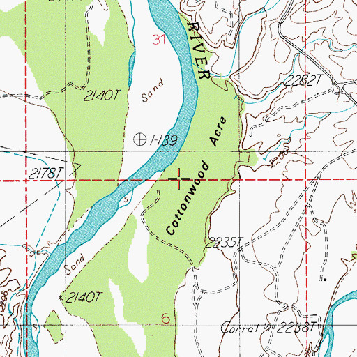 Topographic Map of Cottonwood Acre, AZ