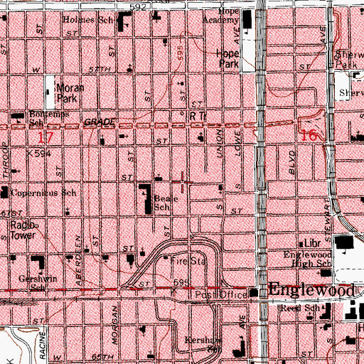 Topographic Map of Englewood Hospital (historical), IL