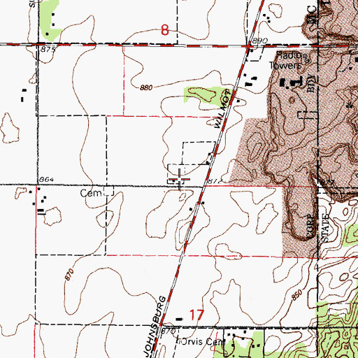 Topographic Map of English Prairie School, IL