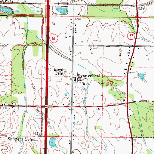 Topographic Map of Evangelical Church, IL