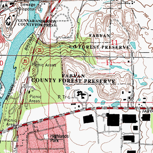 Topographic Map of Fabyan County Forest Preserve, IL