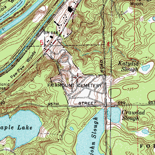 Topographic Map of Fairmount Cemetery, IL