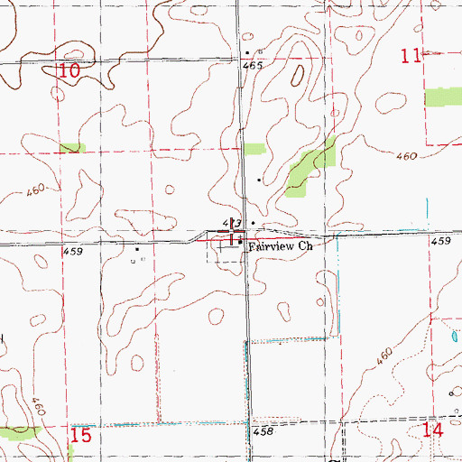 Topographic Map of Fairview Church, IL