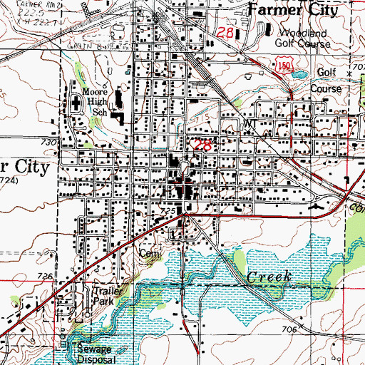 Topographic Map of Farmer City, IL