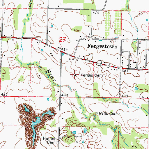 Topographic Map of Ferges Cemetery, IL