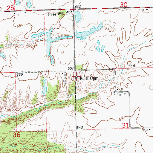 Topographic Map of Fiatt Cemetery, IL