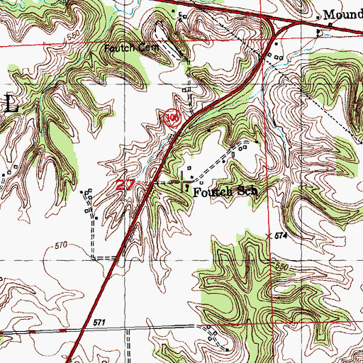 Topographic Map of Foutch School (historical), IL