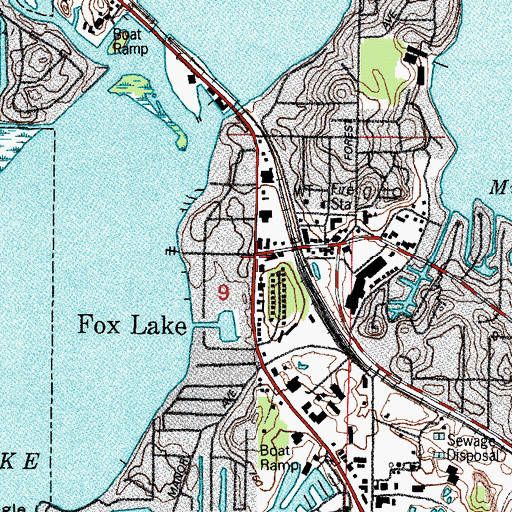 Topographic Map of Fox Lake, IL