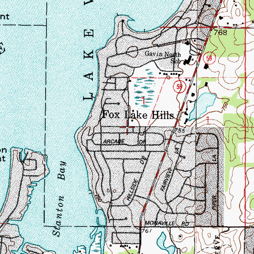 Topographic Map of Fox Lake Hills, IL
