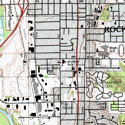 Topographic Map of Frances Willard Elementary School, IL