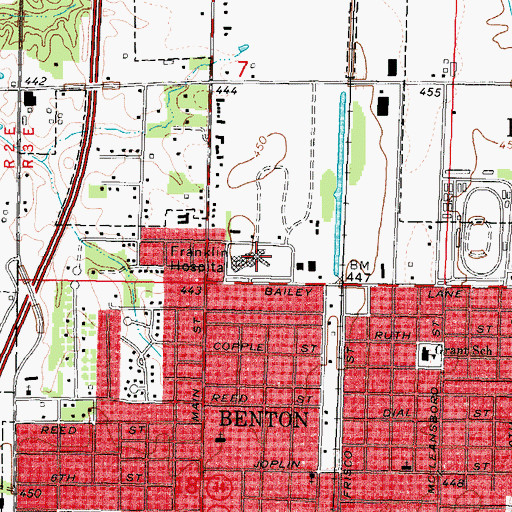 Topographic Map of Franklin Hospital, IL