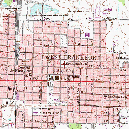Topographic Map of Franklin School, IL