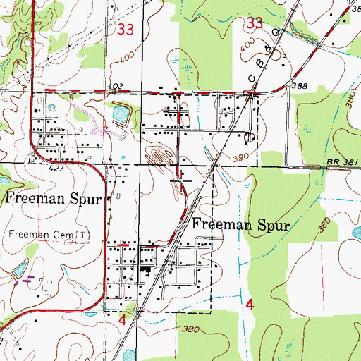 Topographic Map of Freeman Spur, IL