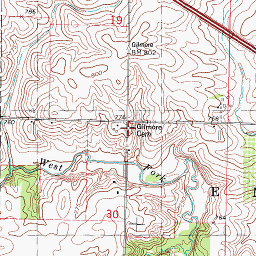 Topographic Map of Gilmore Cemetery, IL