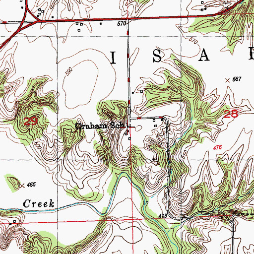 Topographic Map of Graham School (historical), IL